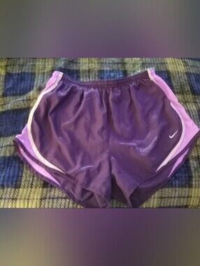 Nike Women's Purple Athletic Shorts with Pink Accents